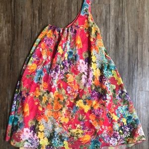 Floral Single Strap Silk Mini Dress in Size S